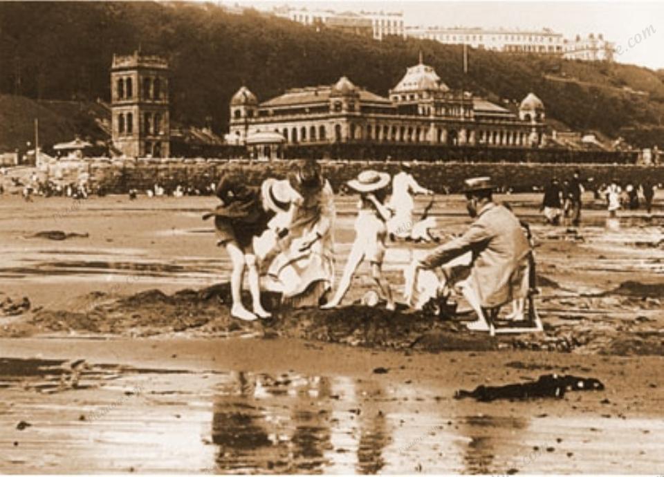 Edwardian family at play on the South Bay beach  Large Version