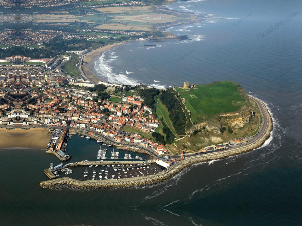 Scarborough Harbour from the air Large Version