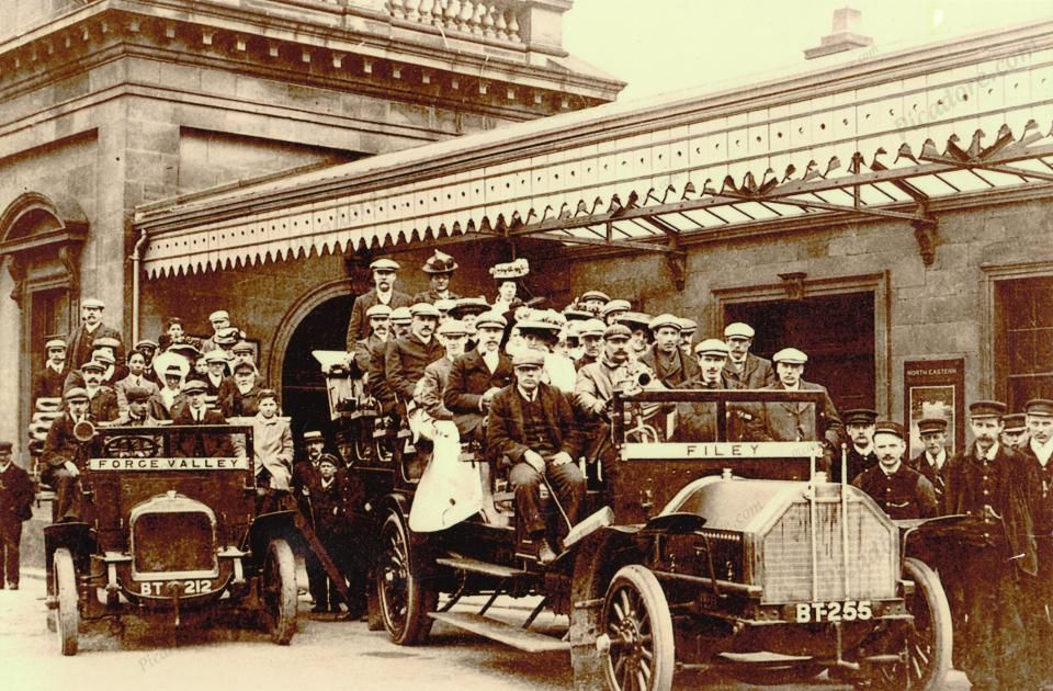 Two Charabancs at Scarborough Railway Station Large Version