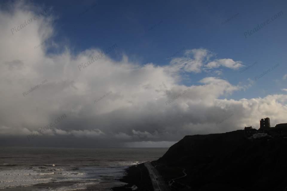 End of the storm with Scarborough castle Large Version