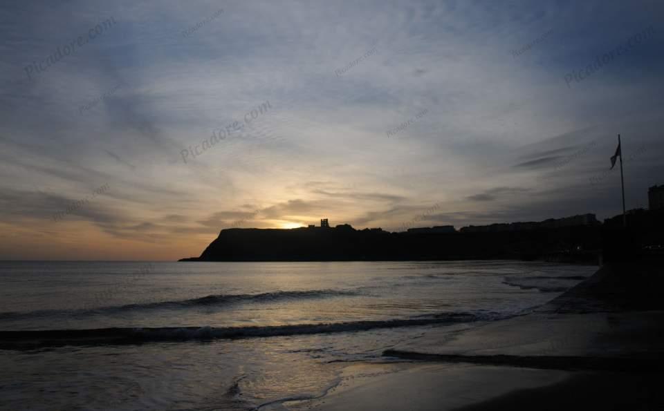 A wonderful sunrise at Scarborough castle Large Version