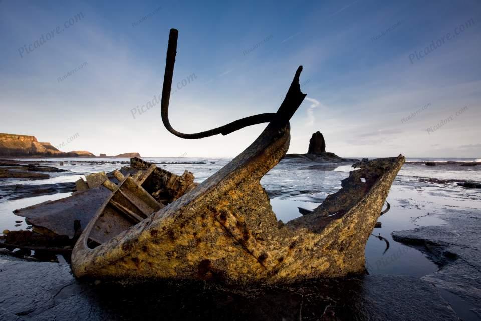 Ship Wreck at Saltwick Bay (02842e-y) Large Version