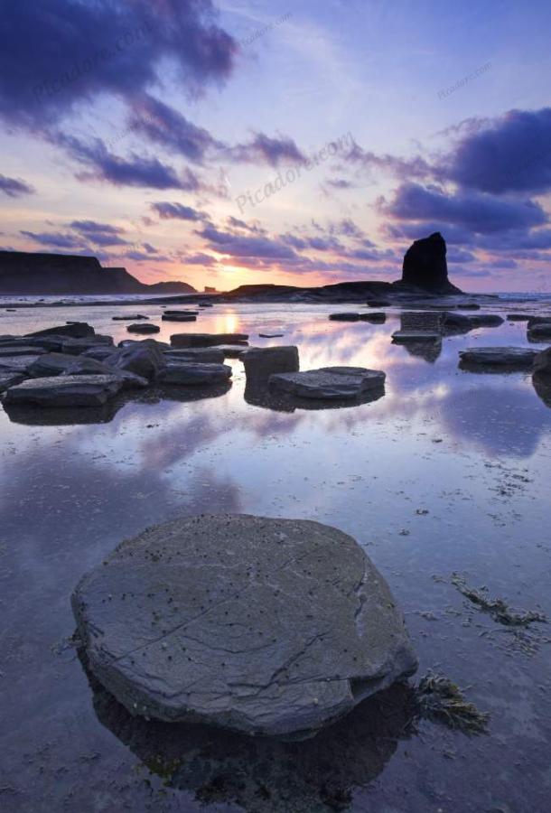 Summer Sunset Saltwick Bay, Whitby (D10721Y) Large Version