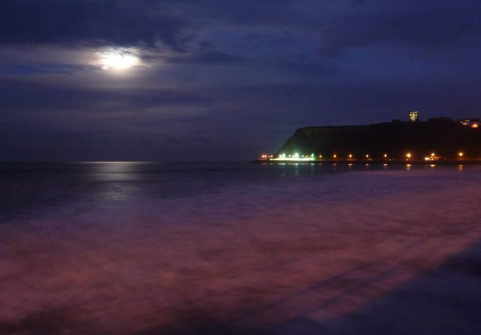 Scarborough castle at night Large Version